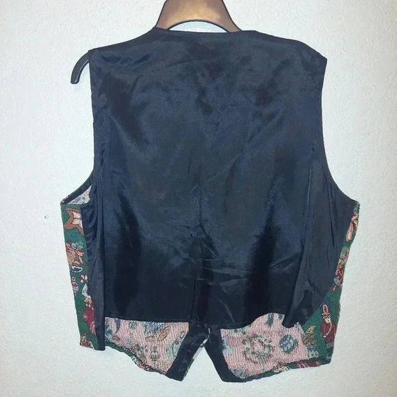 Vintage Bobbie Brooks Womens Christmas Vest XXL Green Tapestry Button - Picture 2 of 8